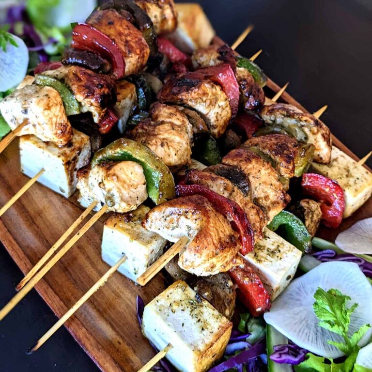 Spicy mixed chicken veg and paneer Shashlik